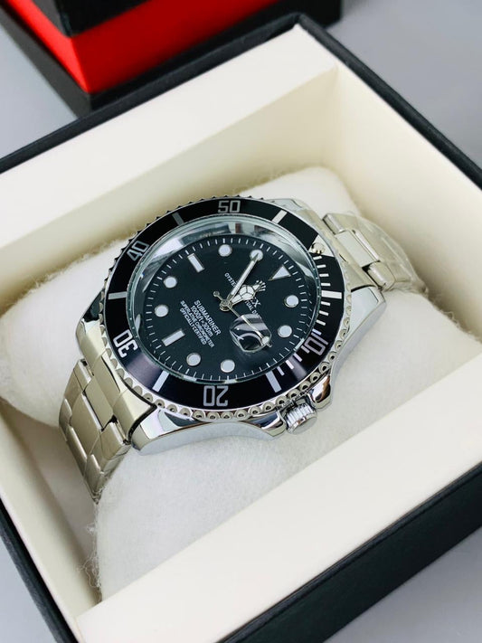 Classic Diver Watch – Black Dial Stainless Steel Edition