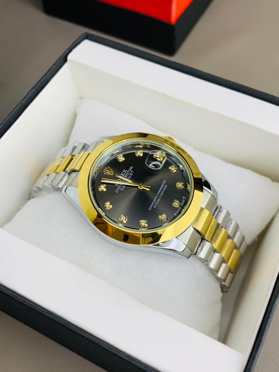 Tow Tone Black Stone Model With Date Function