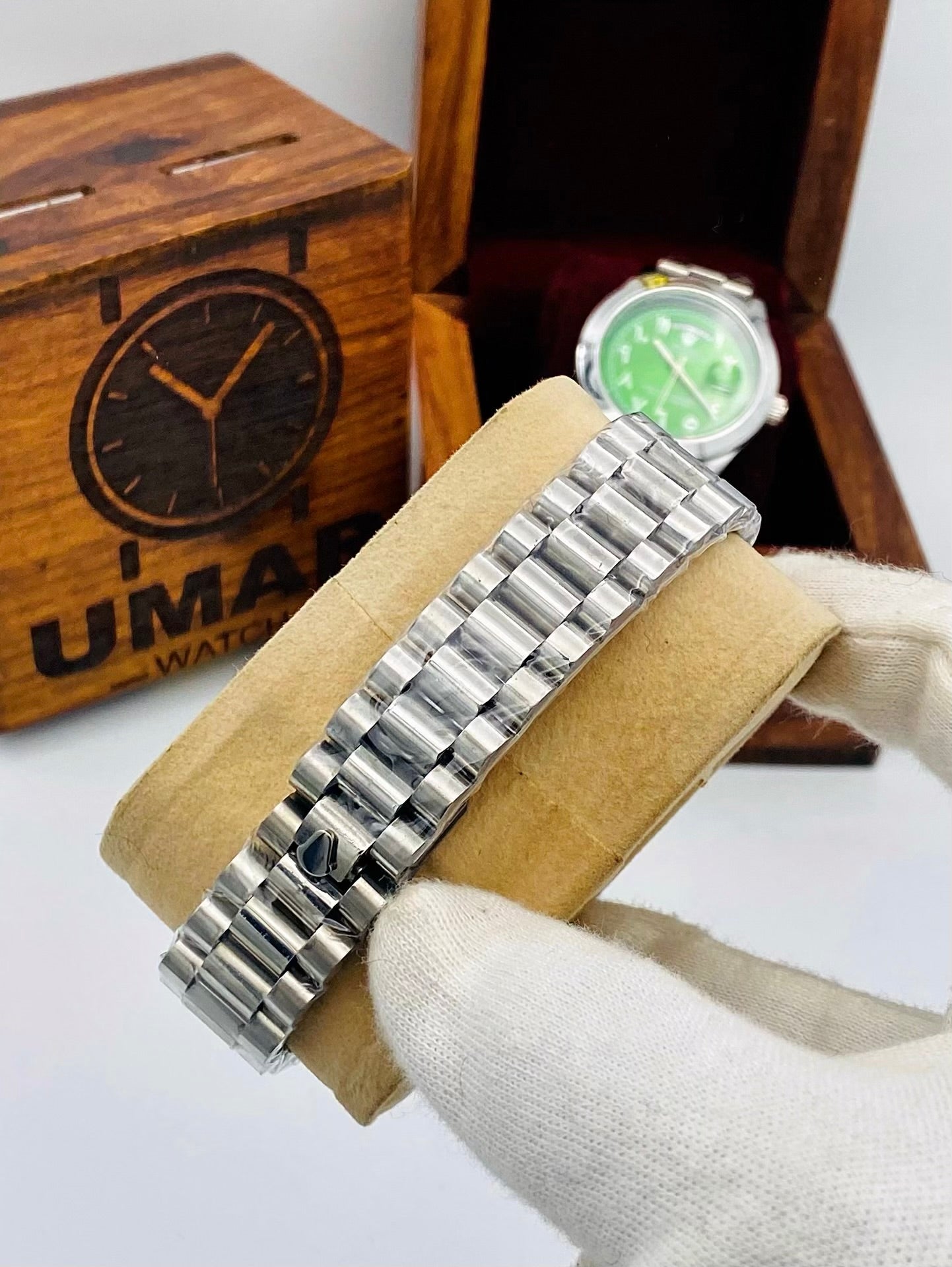 Arbic Dial Silver Green with Day Date Function